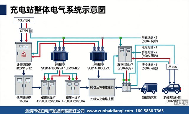 充电站整体电气系统示意图 - 佐白电气